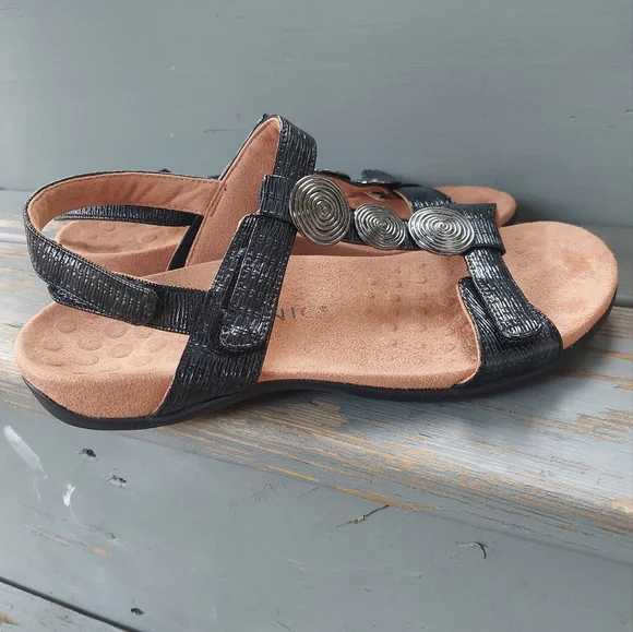 Vionic Farra II Medallions Women's Sandals Sz 8W Black Strappy Orthotic Comfort - Picture 4 of 9